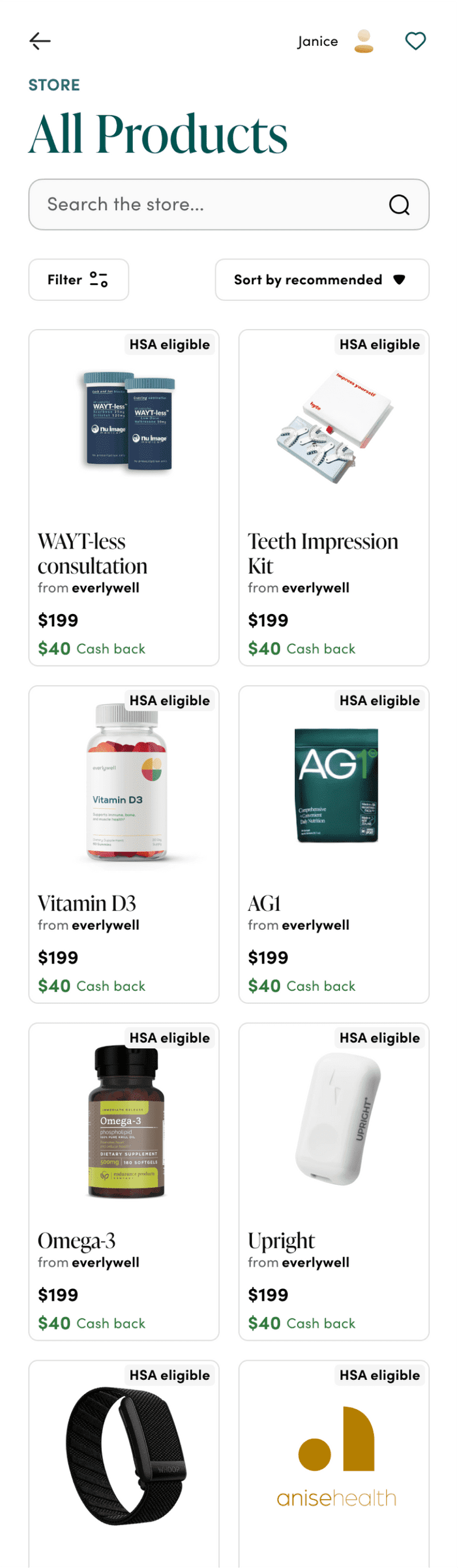 Frontrow Health website screenshot on a mobile device. Showing a list of medical products available for purchase.